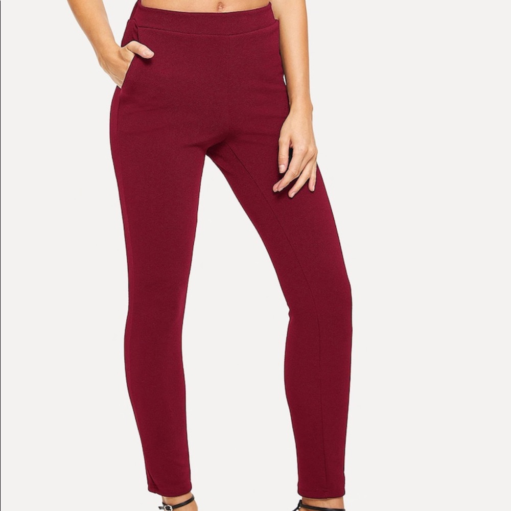 Maroon Skinny Pants w/ Pockets!